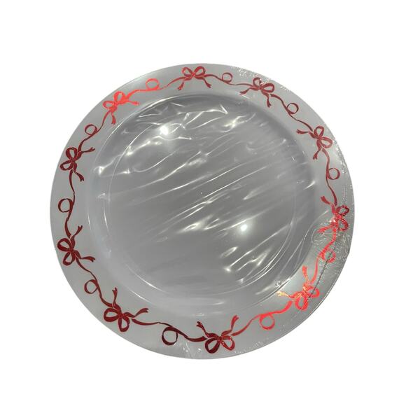 Shabby Chic Disposable Red Bow Border Dinner Plates 10.25in Set of 12 New - Picture 7 of 10